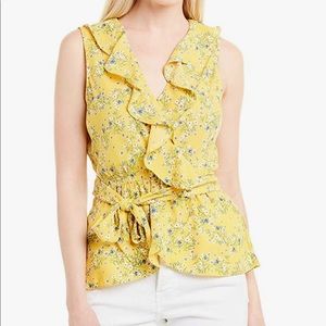 Max Studio Floral Print Ruffle Sleeveless Blouse
